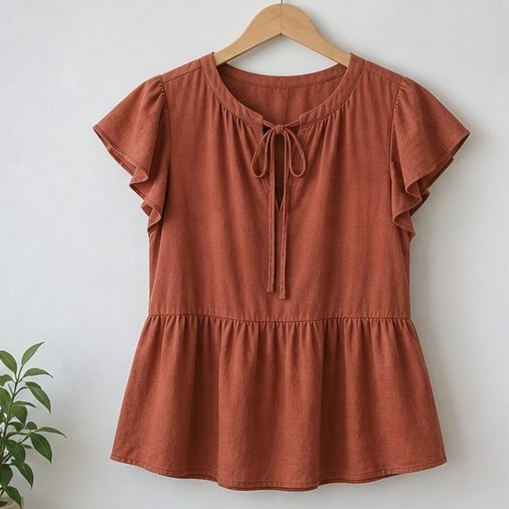 Rust Smocked Top